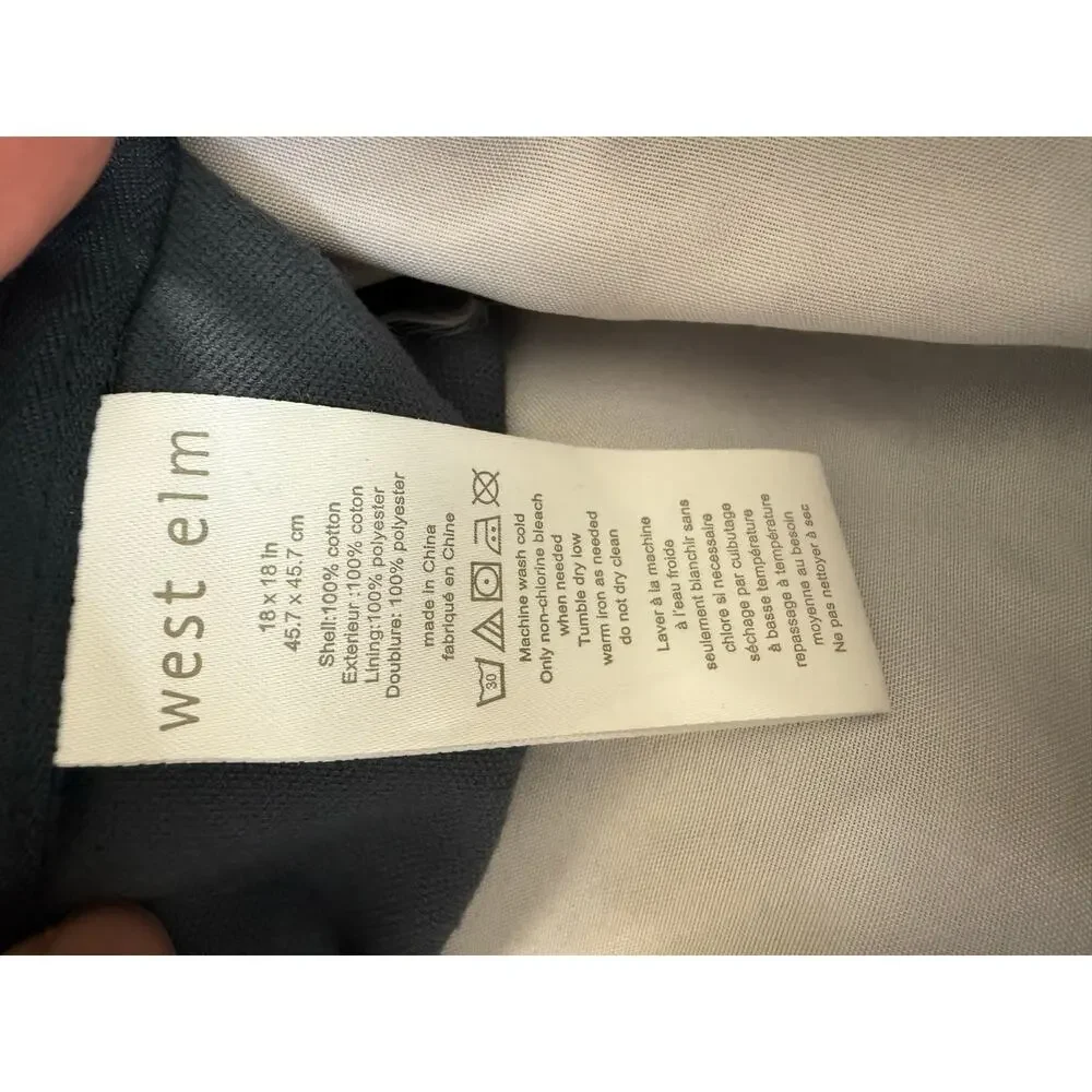 West Elm studded dark blue velour pillow case set 17x17”‎